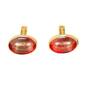 Vintage Swank Red and Gold Cuff Links